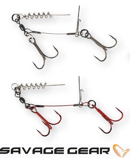 Стингер с две куки Savage Gear Carbon49 Corkscrew Stinger