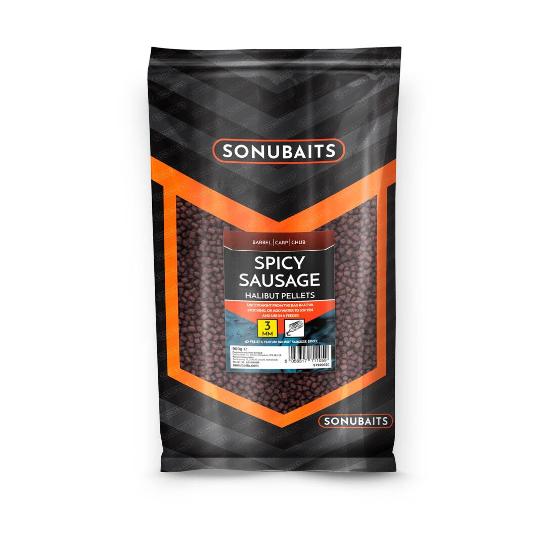 Пелети Sonubaits Spicy Sausage Halibut Pellets 4mm 900gr