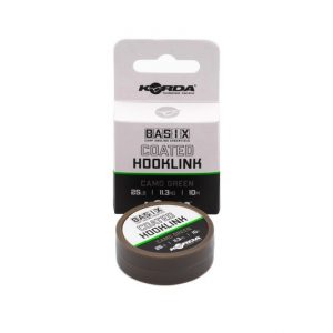 Влакно за повод Korda Basix Coated Hooklink Camo Green 25lb 10m