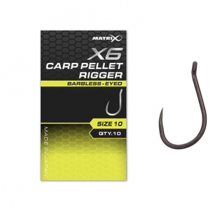 Куки с ухо без контра Matrix X6 Carp Pellet Rigger Barbless Eyed